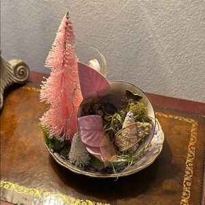Unique Handcrafted Pink Holiday Teacup Decoration
